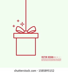 Gift box vector icon with ribbon and sparkles. Isolate on white background