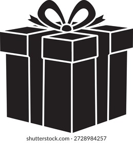 Gift box vector icon with ribbon bow, surprise present silhouette for Eid Mubarak ,celebration greeting card design.