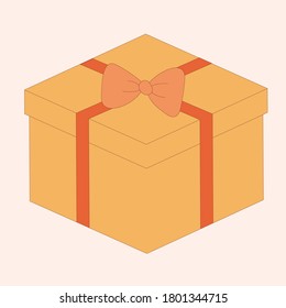 Gift box vector icon with ribbons isolated on white. Presents sign for sale, shopping concept. Gift box logo for birthday, Christmas postcards, app design. Cartoon flat design