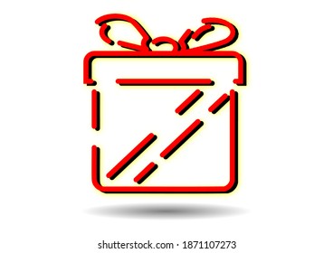 Gift box vector icon set Presentation line symbol isolated on red color  for birthday, Christmas, simple design.
