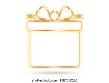 Gift box vector icon set Presentation line symbol isolated on gold color  for birthday, Christmas, simple design.