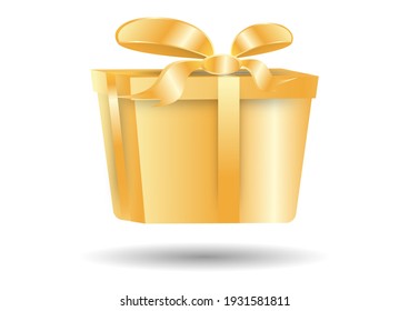 Gift box vector icon set Presentation line symbol isolated on gold color  for birthday, Christmas, simple design.