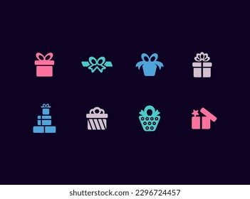 Gift box vector icon set. Presents design elements.