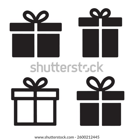 Gift Box Vector icon Silhouettes Set isolated White Background