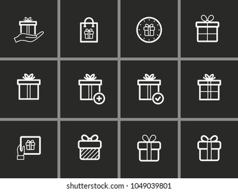 Gift Box vector icon. White illustration isolated on black background for graphic and web design.