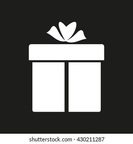 Gift Box vector icon. White illustration isolated on black background for graphic and web design.