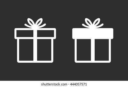 Gift Box vector icon. White illustration isolated on black background for graphic and web design.