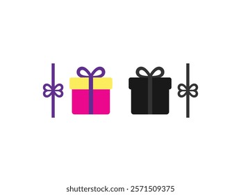 Gift Box Vector Icon, Wrapped Present Logo, Surprising Box with Ribbon for Birthday, Anniversary, Christmas, Weddings, Special Occasions, Holiday Gifts, Celebration, Party, Thoughtful Gifting Moments