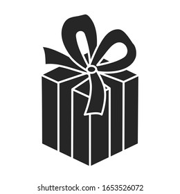 Gift box vector icon.Black vector icon isolated on white background gift box.
