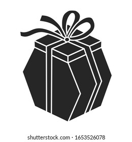 Icono vectorial de caja de regalo.Icono vectorial negro aislado en la caja de regalo de fondo blanco.