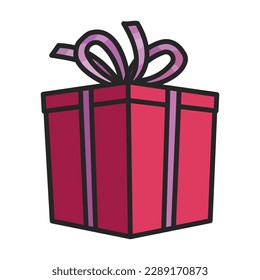 Gift box vector icon.Color vector icon isolated on white background gift box .