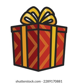 Gift box vector icon.Color vector icon isolated on white background gift box .