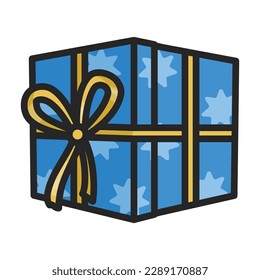 Gift box vector icon.Color vector icon isolated on white background gift box .