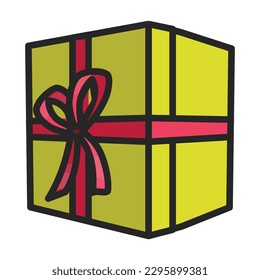 Gift box vector icon.Color vector icon isolated on white background gift box .