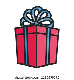 Gift box vector icon.Color vector icon isolated on white background gift box .