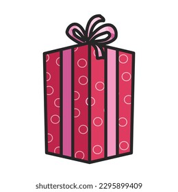 Gift box vector icon.Color vector icon isolated on white background gift box .