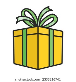 Gift box vector icon.Color vector icon isolated on white background gift box.