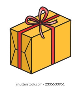 Gift box vector icon.Color vector icon isolated on white background gift box.