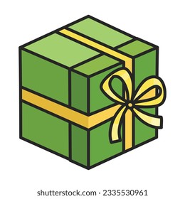 Gift box vector icon.Color vector icon isolated on white background gift box.