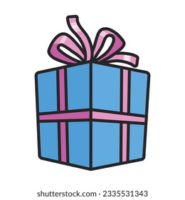 Gift box vector icon.Color vector icon isolated on white background gift box.
