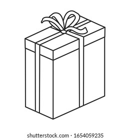 Gift box vector icon.Outline vector icon isolated on white background gift box.