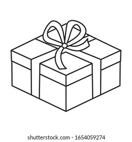 Gift box vector icon.Outline vector icon isolated on white background gift box.