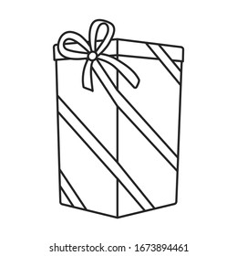 Gift box vector icon.Outline vector icon isolated on white background gift box.