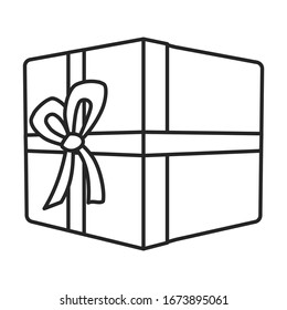Gift box vector icon.Outline vector icon isolated on white background gift box.