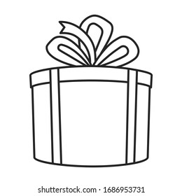 Gift box vector icon.Outline vector icon isolated on white background gift box.