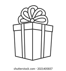 Gift box vector icon.Outline vector icon isolated on white background gift box .
