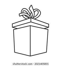 Gift box vector icon.Outline vector icon isolated on white background gift box .