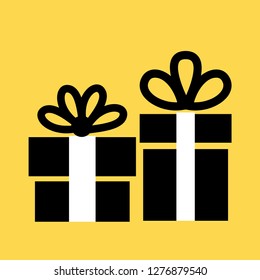 Gift Box vector icons set. Black illustration isolated for graphic and web design. - Vector