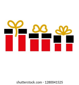 Gift Box vector icons set. Black illustration isolated for graphic and web design. - Vector