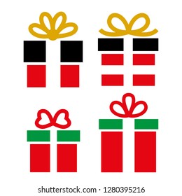 Gift Box vector icons set. Black illustration isolated for graphic and web design. - Vector