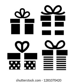 Gift Box vector icons set. Black illustration isolated for graphic and web design. - Vector