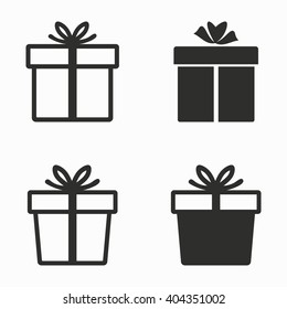 Gift Box    vector icons set. Black  illustration isolated on white  background for graphic and web design.