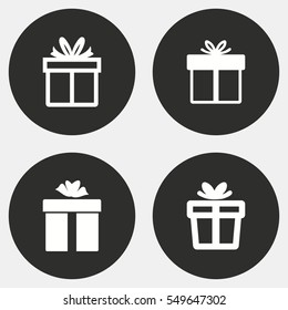 Gift Box vector icons set. White illustration isolated for graphic and web design.