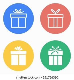 Gift Box vector icons set. White illustration isolated for graphic and web design.