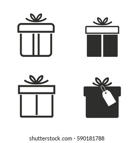 Gift Box vector icons set. Black illustration isolated for graphic and web design.