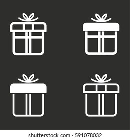 Gift Box vector icons set. White illustration isolated for graphic and web design.