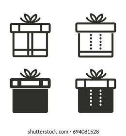 Gift Box vector icons set. Black Illustration isolated for graphic and web design.