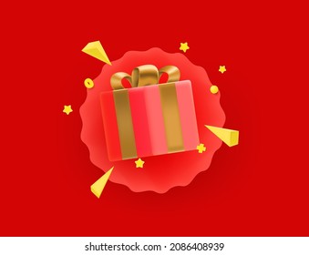 Gift box vector illustration. 3d vector illustration