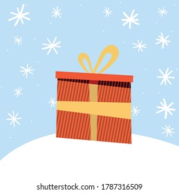 Gift box, vector illustration. Art print.