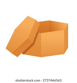 Gift box vector illustration, gift box clip art, box clip art, open cardboard gift box flat illustration, isolated on white background