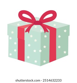 Ilustración vectorial de la caja de regalo, Imagen de arte de Clip de caja de regalo de colores, Imagen de Clipart de caja de misterio, icono de caja de regalo azul con lazo de cinta roja