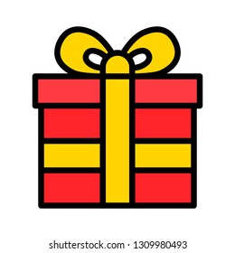 Gift box vector illustration, filled design icon editable outline