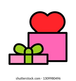 Gift box vector illustration, filled design icon editable outline