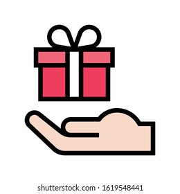 Gift box vector illustration, filled design icon