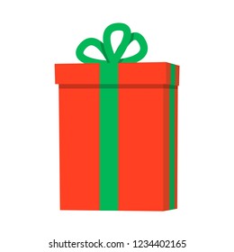 Gift box vector illustration. Flat design. Christmas present symbol