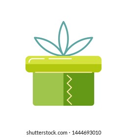 Gift box vector illustration isolated on white background. Flat and line style design.